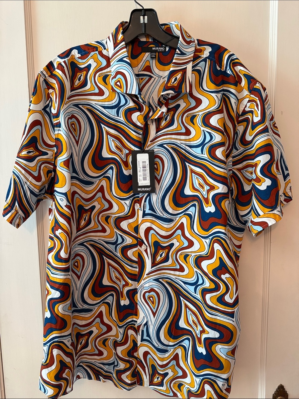 Murano Men's Short-Sleeve Button-Up Shirt in‎ Blue, Mustard, Rust, White
